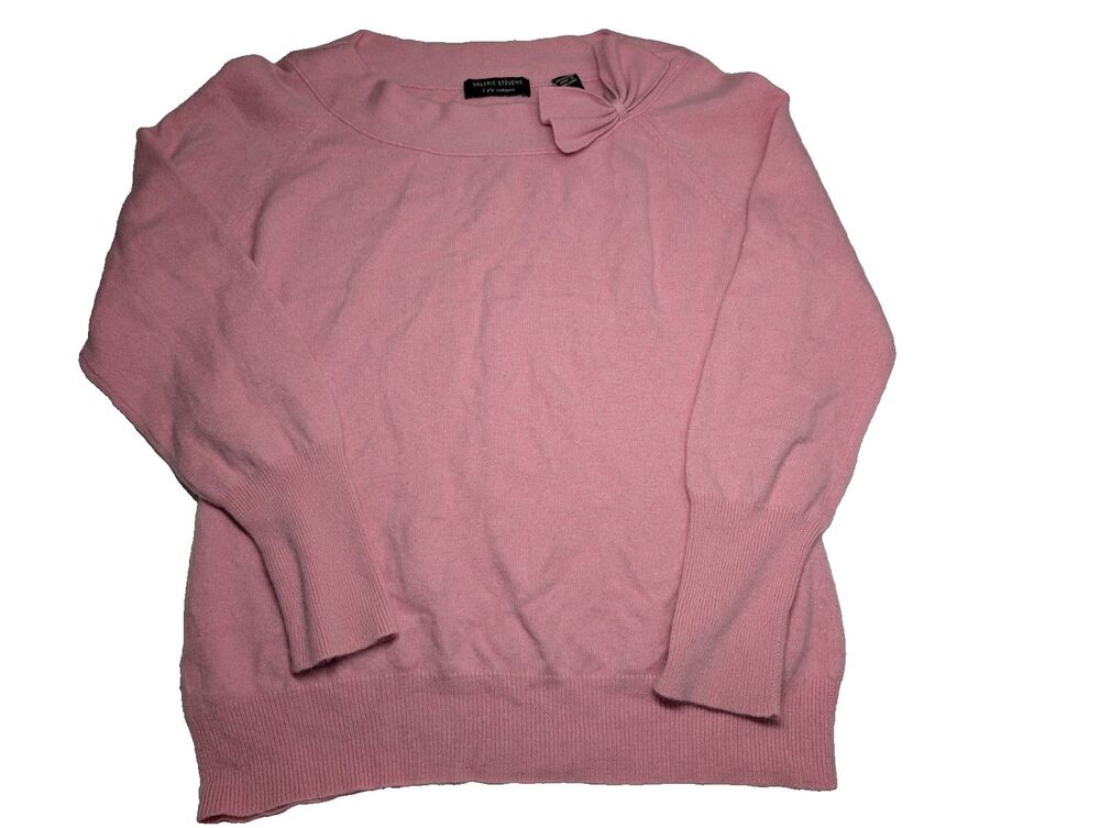 Valerie Stevens 2 Ply Cashmere Pink Sweater Women's Soft Luxe Knit